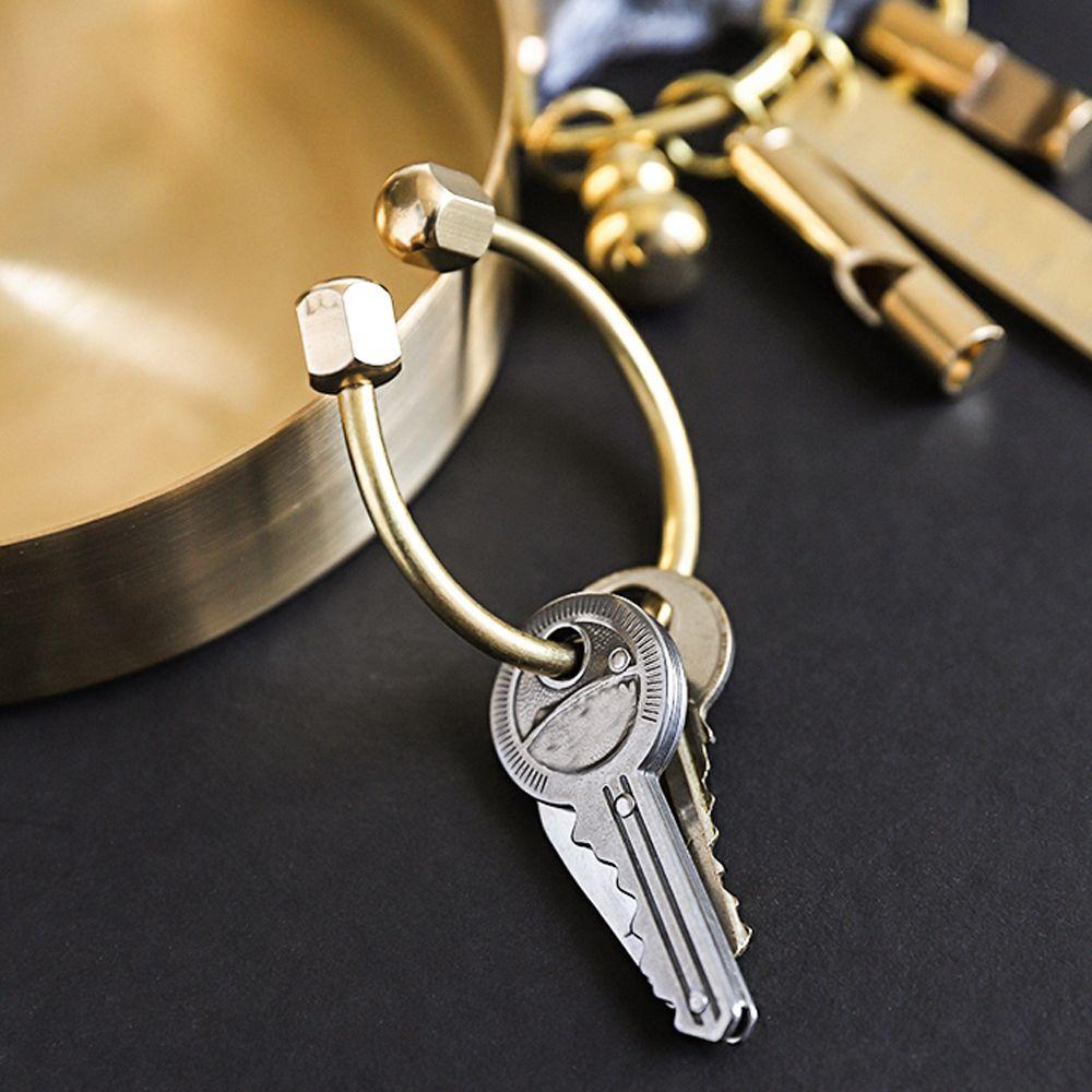 Unique DIY Craft Tools Whistle Ruler Pendant Key Ring Brass Keychain Jewelry Accessories