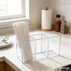 1pc Acrylic Straw Holder Box Kitchen Countertop Silverware Holder Plastic Storage Container for Spoon Fork Knife Utensils