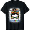 Autism Mimi Life Messy Bun Autism Awareness Support Autistic T-Shirt