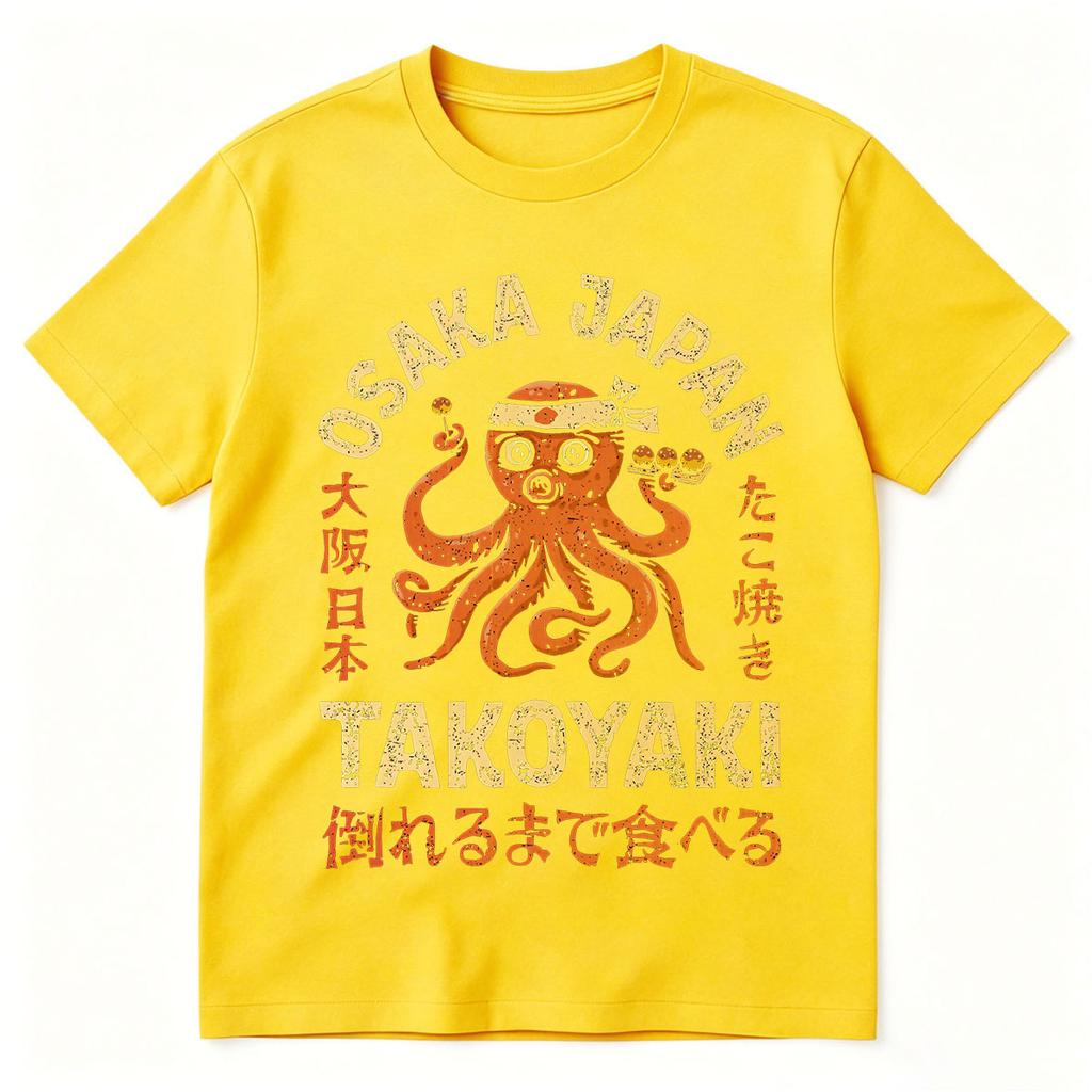 Osaka Dotonbori Drunken Octopus Takoyaki Funny T Shirts Unisex Unisex Retro Japanese Style Oversized Cotton TShirts Tops Streetwear
