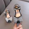 Girls Sequins Flats Sandals Fashion Spring Summer Children Princess Shoes Rhinestone Bowknot Kids Party Wedding Single Shoes