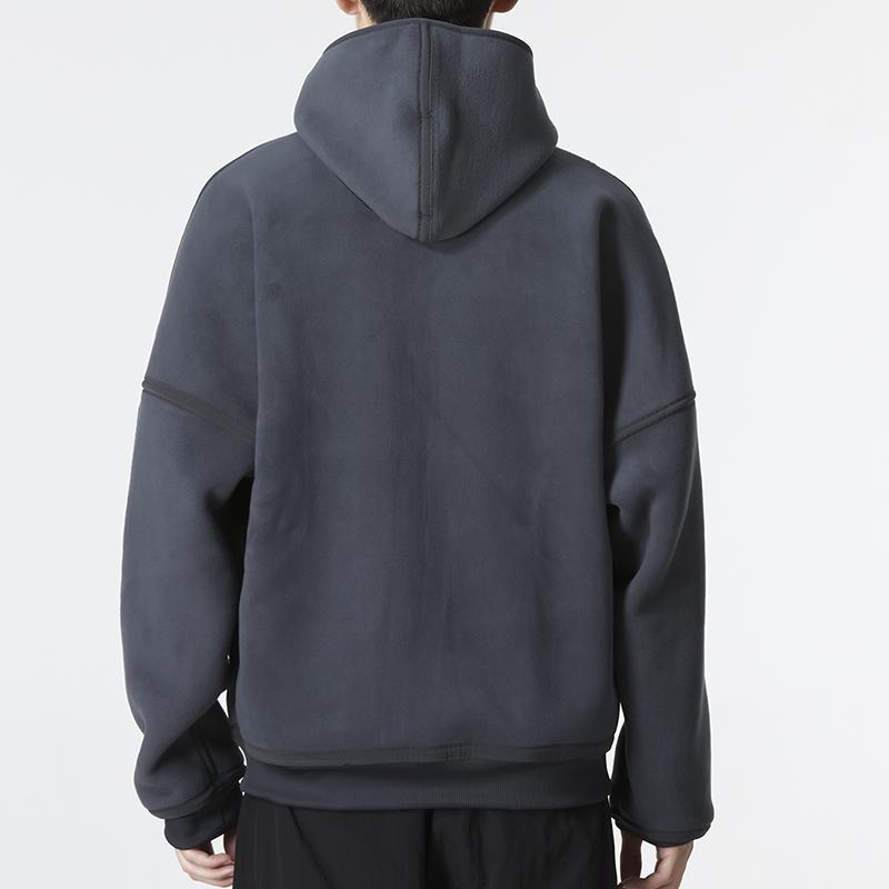 Adidas Новая двусторонняя флисовая куртка с капюшоном Polar, мужская верхняя одежда, серая HG2076