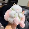 Plush Bunny Keychain Mini Fluffy Rabbit Key Ring Backpack Schoolbag Hanging Decoration