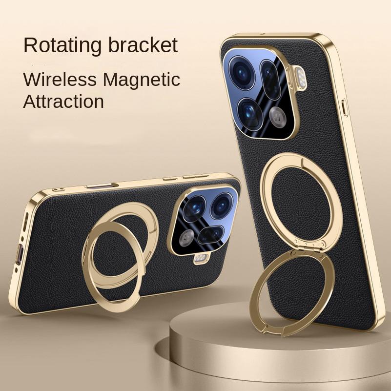 Rotatable Metal Magnetic Bracket Holder Lens film protection Case For OPPO Find X9 Pro find x9 Slim Leather Cover