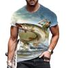 Модная мужская футболка для морской рыбалки большого размера, дышащая, повседневная, с коротким рукавом, с 3D принтом рыбы, удобный мужской пуловер большого размера