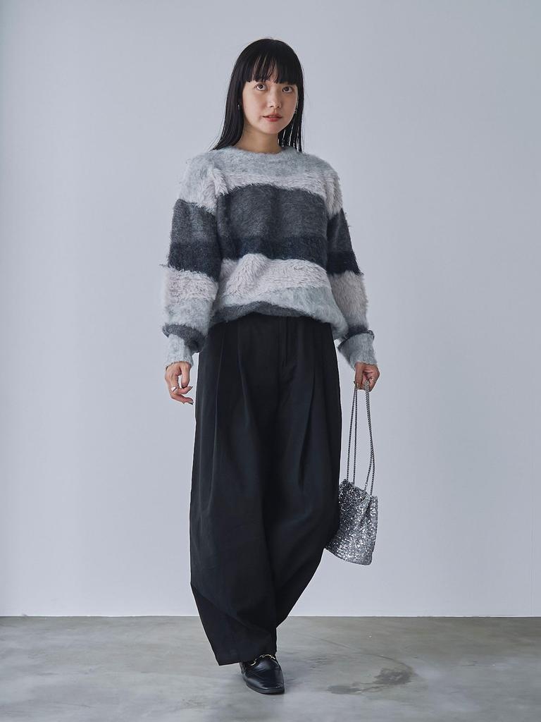 Cohen Mixed Yarn Color Block Knit 76306460216 1900 DK.GRAY(19) FREE