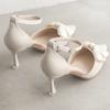 French Medium Heel Stiletto Pointed High Heels 2025 Summer New Fairy Shoes Gentle with Skirt Bow Single Shoes Women