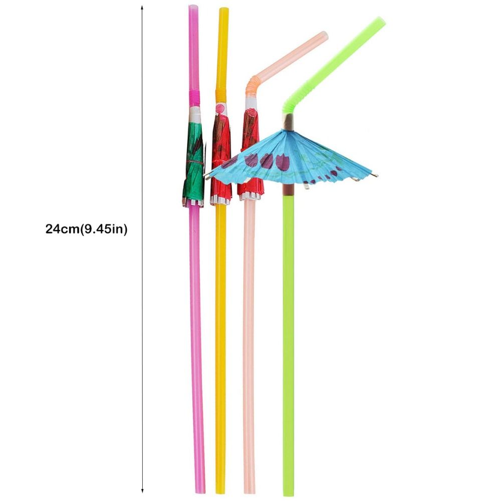 100pcs Mixed Color Umbrella Straws Plastic Parasol Drinking Straws  Summer