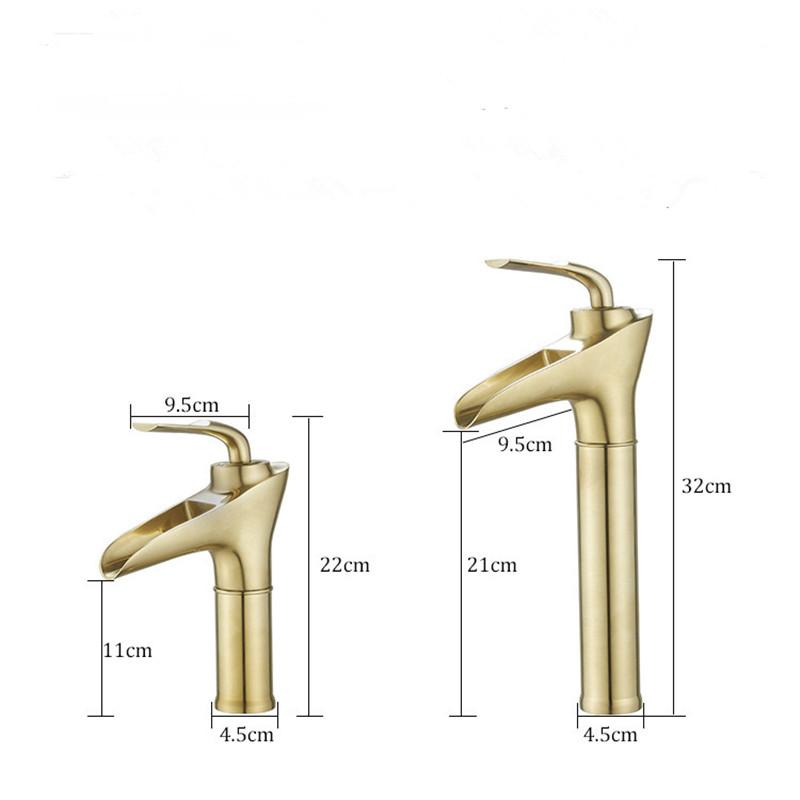 Brushed Gold Bathroom Faucet Brass Basin Faucet Sink Faucet Cold & Hot Water Mixer Sink Tap  Deck Mounted  Lavotory Faucet Tap