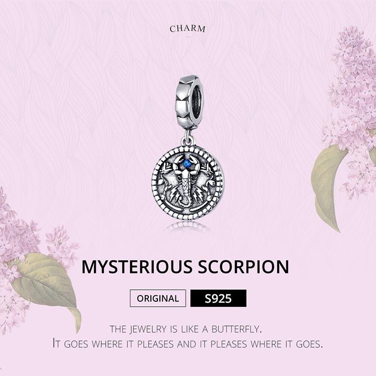 BAMOER Authentic 925 Sterling Silver Mysterious Scorpion Vintage Pendant Charm for Original Bracelet