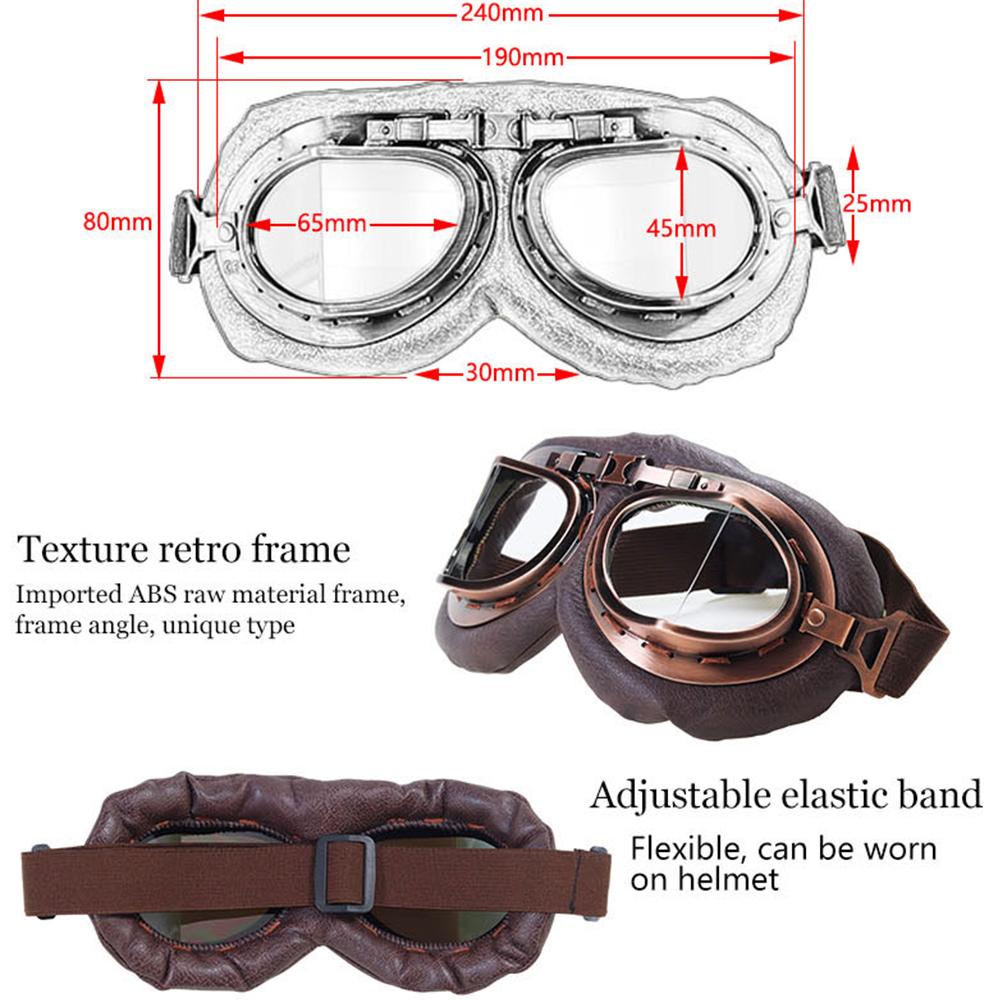 Retro Motorcycle Goggles Glasses Vintage Helmet Moto Pilot Classic Fog-proof Goggles for ATV Copper Motocross Glasses Eyewear