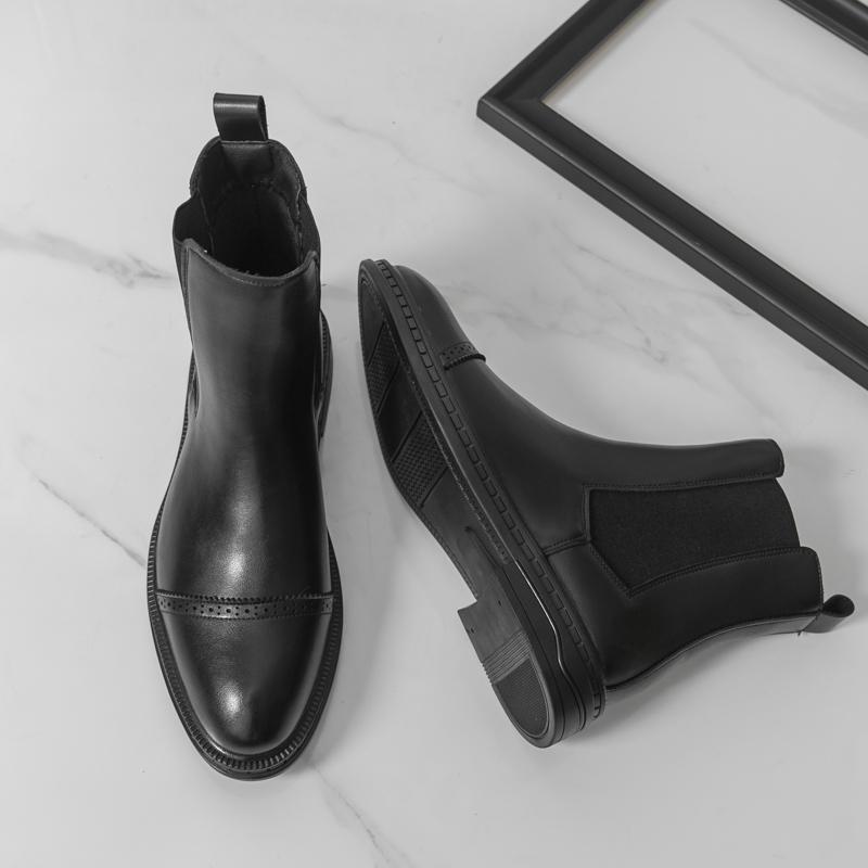 Деловые челси Удобные мужские повседневные туфли с высоким верхом Модные ботильоны Классические кожаные боты ручной работы Обувь для ходьбы