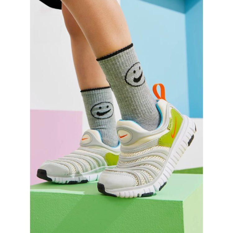 Nike Dynamo Free PS Амортизация Caterpillar Низкие Детские Повседневные Кроссовки Серебристо-Зеленые Дошкольные FN3690-180
