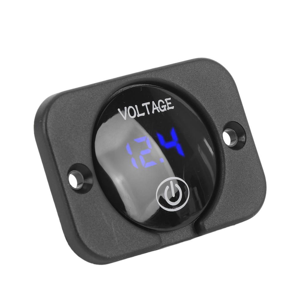 Voltage Gauge with Touch Switch 5 to 48V LED Digital Display Water Resistant Voltmeter Panel for Boat Marine Motorcycle