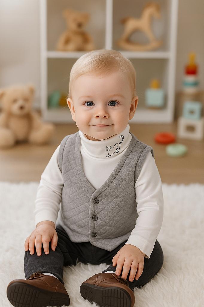 Baby Turtleneck 74 Sweatshirt Children' T-shirt Blouse with Print Ecru