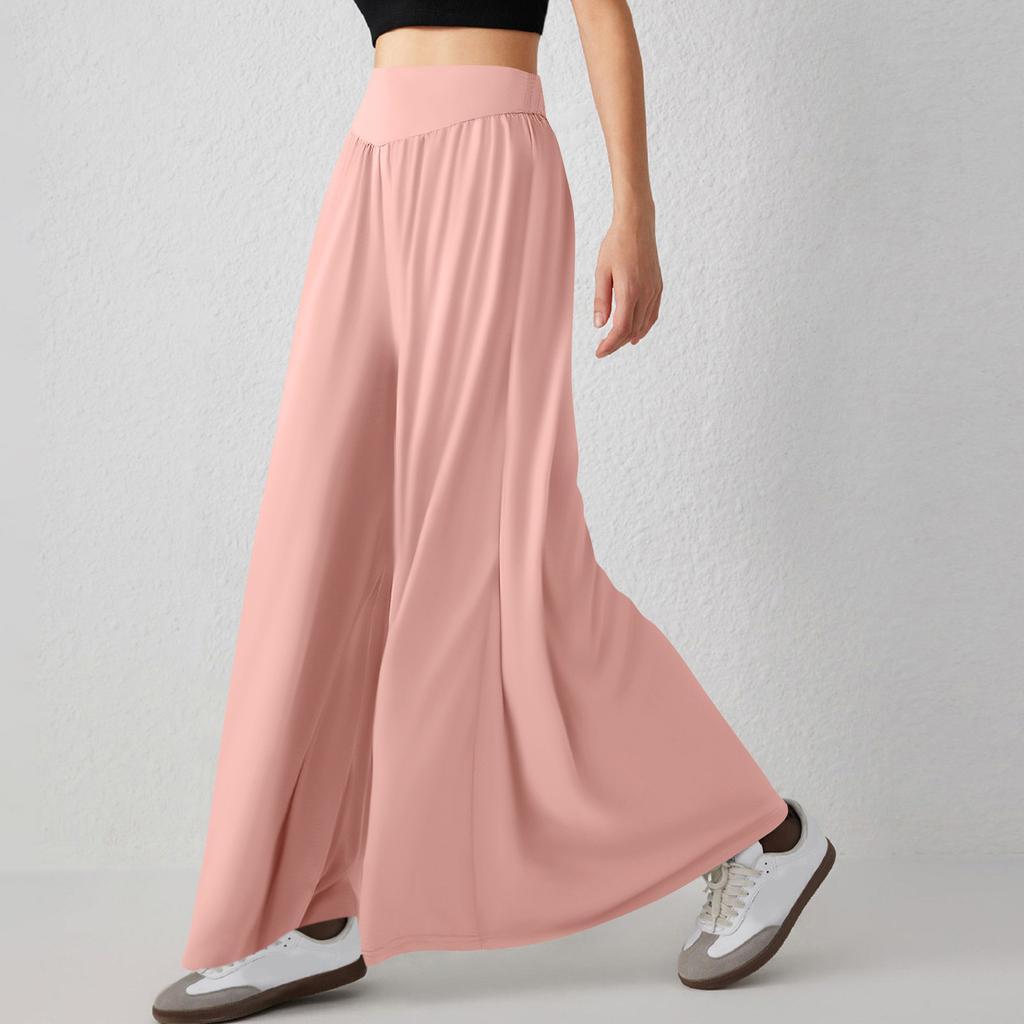 Женские брюки с эластичной талией в минималистском стиле, широкие брюки, повседневные брюки с драпировкой