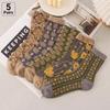 5 пар винтажных японских женских носков до середины икры, 3D-вышивка, цветочный принт, бохо-этнический узор, всесезонные повседневные носки с эффектом многослойности