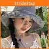 Fashionable Checkered Bucket Hat For Women Adjustable Size Uv Protection Summer Cap