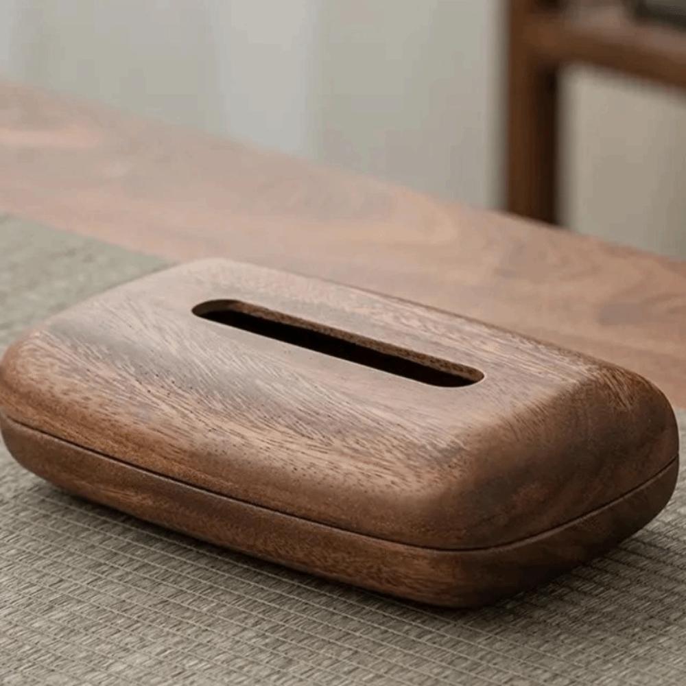 Vintage Tissue Dispenser Smooth-surfaced Tissue Paper Holder Modern Walnut Tissue Box  Bath Room
