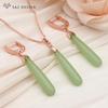 Fashion Long Water Drop Dangle Earrings Jewelry Sets For Women Wedding Rose Gold Color Pendant Necklace
