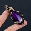 Purple Flash Labradorite Gemstone Copper Wire Wrap Handmade Pendant Jewelry Gift For Love