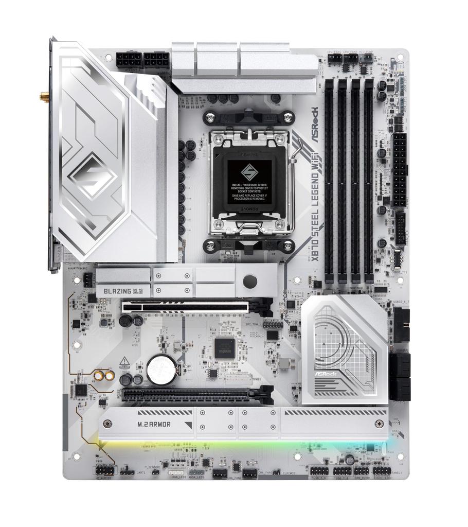 ASRock Motherboard X870 Steel Legend WiFi Compatible with AMD Ryzen 9000 Series CPU X870 Chipset ATX Motherboard Authorized Distributor (Soket AM5)
