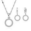 Retro Natural 925 Sterling Silver Cubic Zirconia Pendant Necklace & Earrings for Women