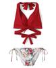 Swimwear Bikini Natural But Firm Up Bikini Red X Pink [Sanai Paradise] Set, [Natural Bra] Non-wired 55-53-2-1576