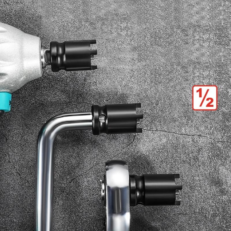 2 шт. Насадка-ключ для угловой шлифмашины, адаптер для торцевой головки 1/2 дюйма, 4-контактный приводной ключ для аккумуляторного ударного инструмента, инструмент для снятия