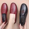 Middle-aged and Elderly Women's Simple Fashion Spring and Autumn Embroidered Soft Sole Loafers Mom's Comfortable Flat Non-slip Slip On Shoes