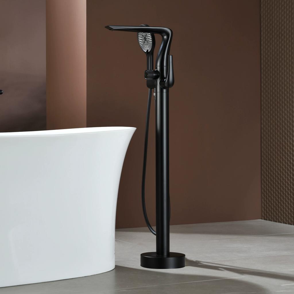 Набор смесителей для ванны Rose Gold, напольный смеситель для ванны Brushed Gold, черный смеситель для ванны с поворотным изливом и душевой лейкой