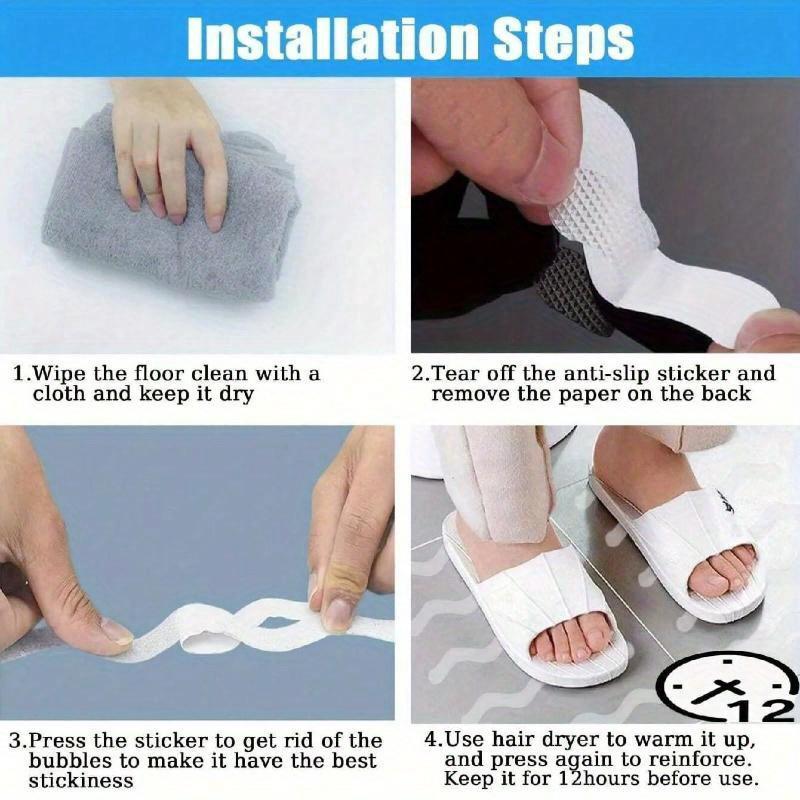 Transparent Anti-Slip Stickers for Bathroom Floor and Shower - Bathtub Floor Safety Anti-Slip Strips