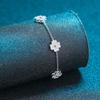 Sterling Silver Women's Light Luxury and Versatile Chain Five-leaf Clover Micro-paved Moissanite Bracelet