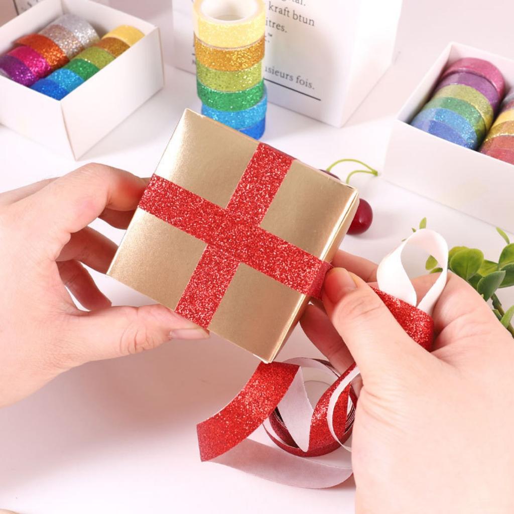 Sparkle Decorative Tape for Art, DIY Glitter Washi Tape Set - 12 Rolls Colored Masking Tape, Scrapbook Tape,Decor & Crafts