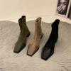 New Autumn Winter Woman Ankle Boots Fashion Fur Suede High Heel Short Boats Women Shoes Ladies Elegant Square Toe Roma Bootties