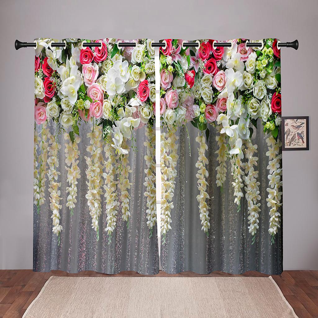 Thick 90% Shading Colorful Flawer Floral Girl Blackout Window Curtains For Kids Bedroom Living Room Bathroom Kicthen Door Home