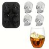 4/6 Grids 3D Skull Ice Cube Tray with Funnel Silicone Flexible Ice Maker Molds Ice Cube Maker Cream Tools