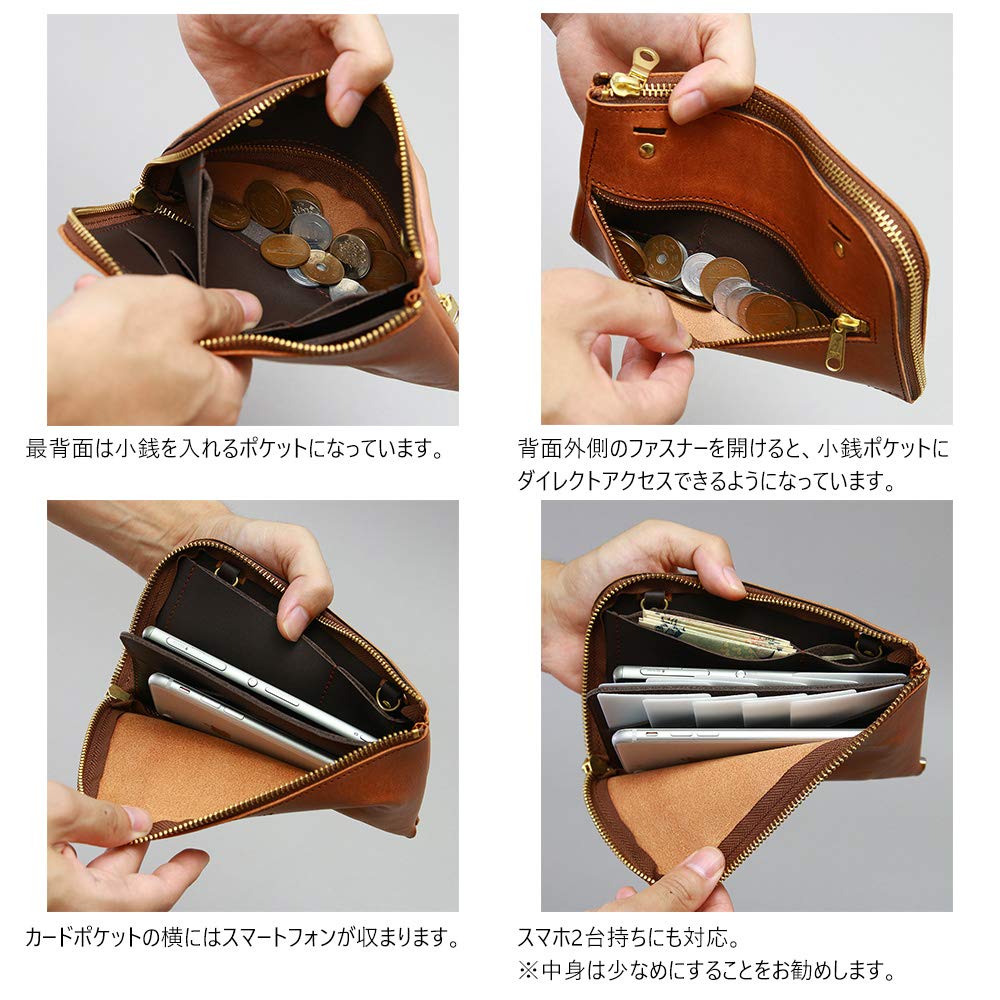 AGILITY affa Long Smartphone Large Holds 2 Genuine "Smafolet" Wallet, L-Shaped, Wallet, Capacity, 6.7 Inch, Devices, Leather, Pouch, Men's, Women's