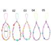 Colorful for Keys Pearl Rope Phone Case Hanging Cord Phone Lanyard Mobile Phone Chain Soft Clay