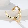 Boho Minimalist Blue Stone Female Stacking Star Moon Rings For Women Gold Color White Crystal Opening Ring Wedding Bands Gifts