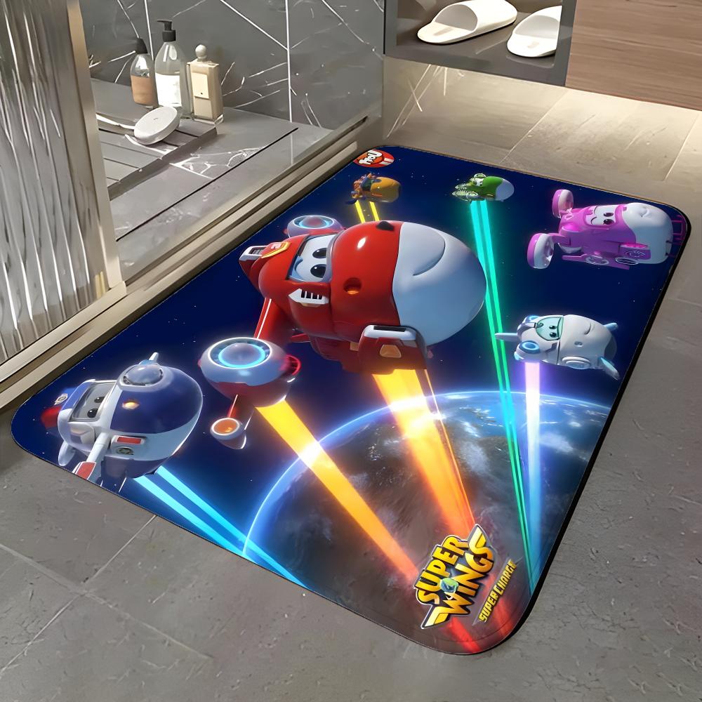 Аниме - S-Super W-Wings Коврик для пола Мягкий фланелевый Коврик для входной двери Нескользящий Впитывающий Коврик для пола в ванную комнату, спальню