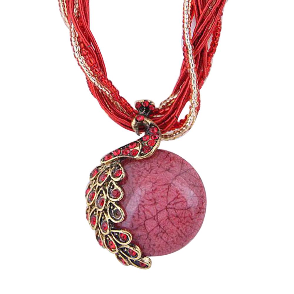 Peacock Necklace Gift Zricon Opal Bohemian Inlaid Pendant