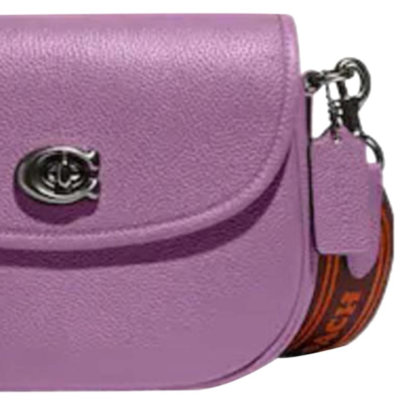 COACH Willow Turnlock Closure Exterior Pocket Polished Pebbled Leather Shoulder Crossbody Bag Small Women's Orchid Purple