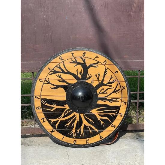 Medieval LARP SCA Warrior Wood & Steel Viking Round Shield Armor Templar Shield