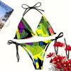European and American Sexy Swimsuit Strap Digital Printing Bikini Three-Point Beach Swimsuit