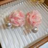 High-quality Camellia Pearl Earrings Senior Pearl Pendientes New Pink Large Flower Earrings  Women