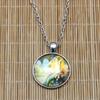 Retro Mermaid Convex Round Pendant Necklace Women's Personality Neck Jewelry Gift
