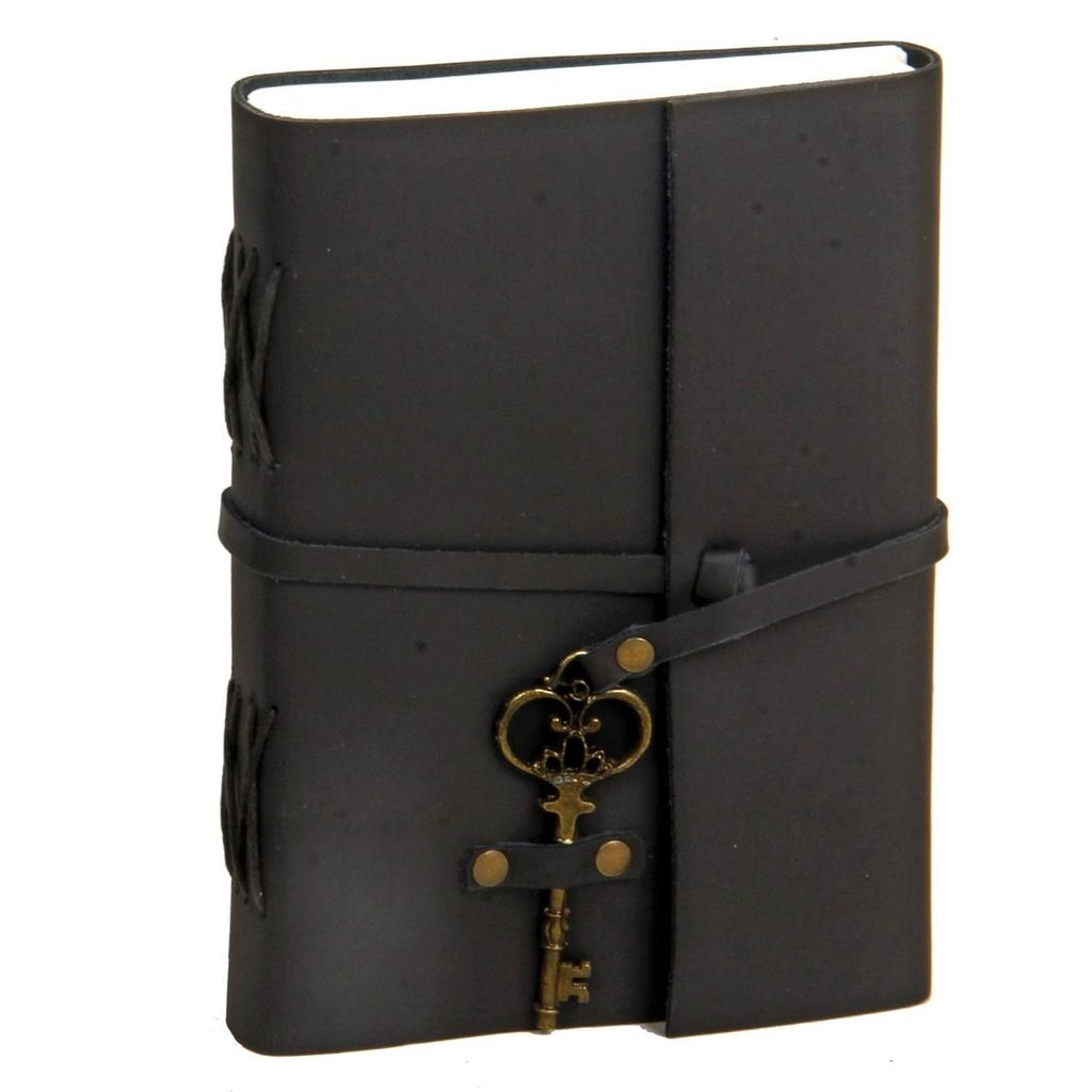 Leather Diary - Antique Handmade Leather Bound Notepad for Men and Women Unlined Paper, Travel Diary and Notebooks -7 X 5 Inches - (Black)