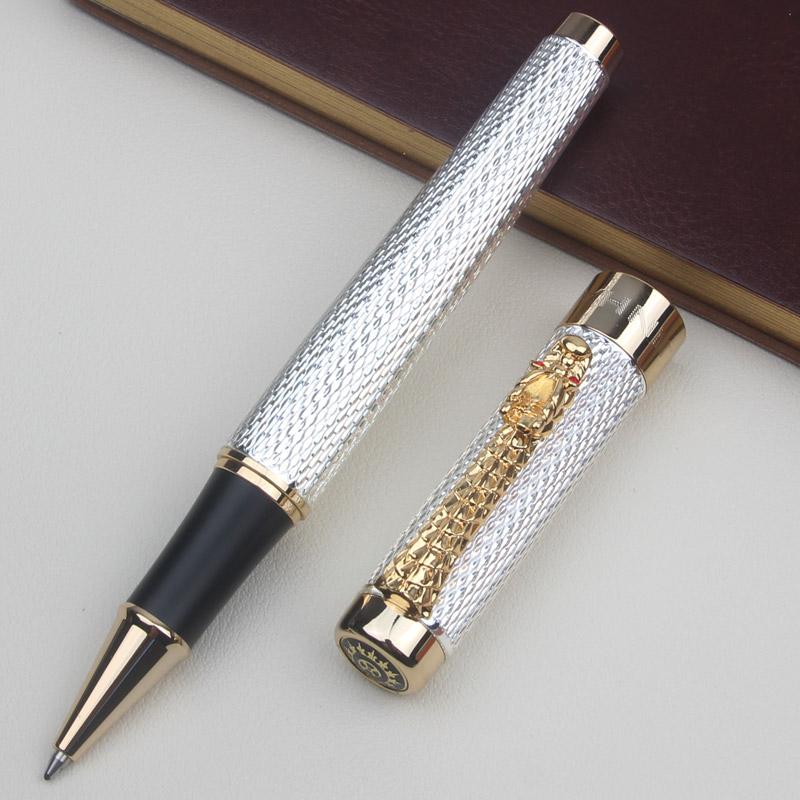 JINHAO 1200 Роскошный Высококачественный Золотой Белый Жемчужный Цвет Дракона Деловая Офисная Ручка Роллерная Ручка Средний Размер Офис Бизнес