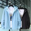 Summer Men's Solid Color Sun Protection Clothes Zipper Hoodie Fashion Sunscreen Clothes Large Casual Outerwear